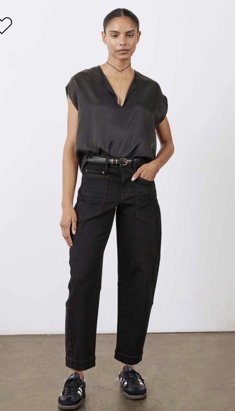 NEW Ruti Denim The Slouchy Jean 2.0 •4• Wide Barrel Leg Jeans Dusted Black $269